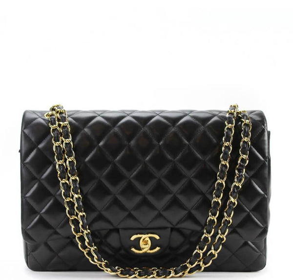 black chanel purse with gold chain