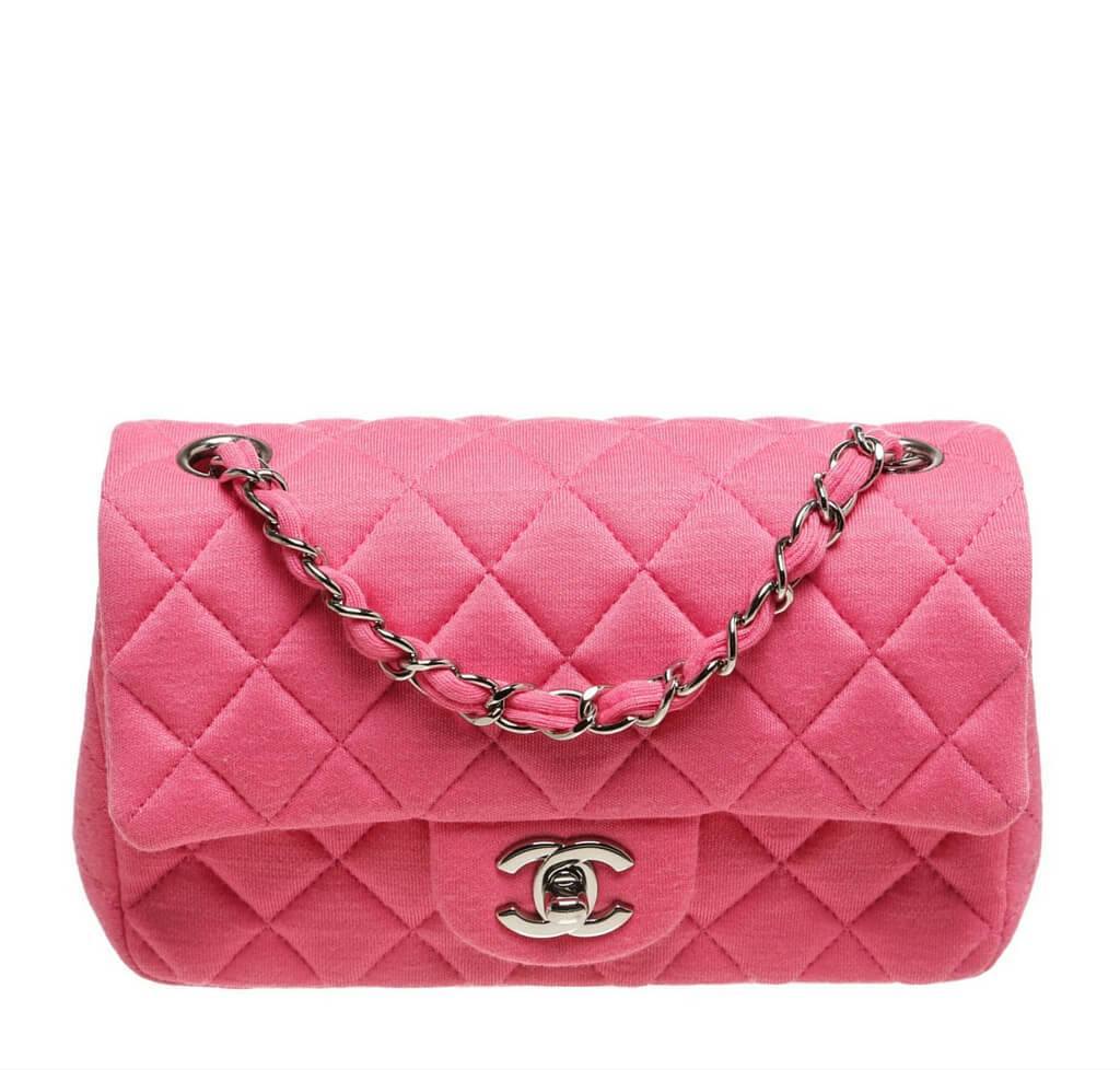 Chanel Mini Flap Classic Bag Pink - Quilted Jersey | Baghunter