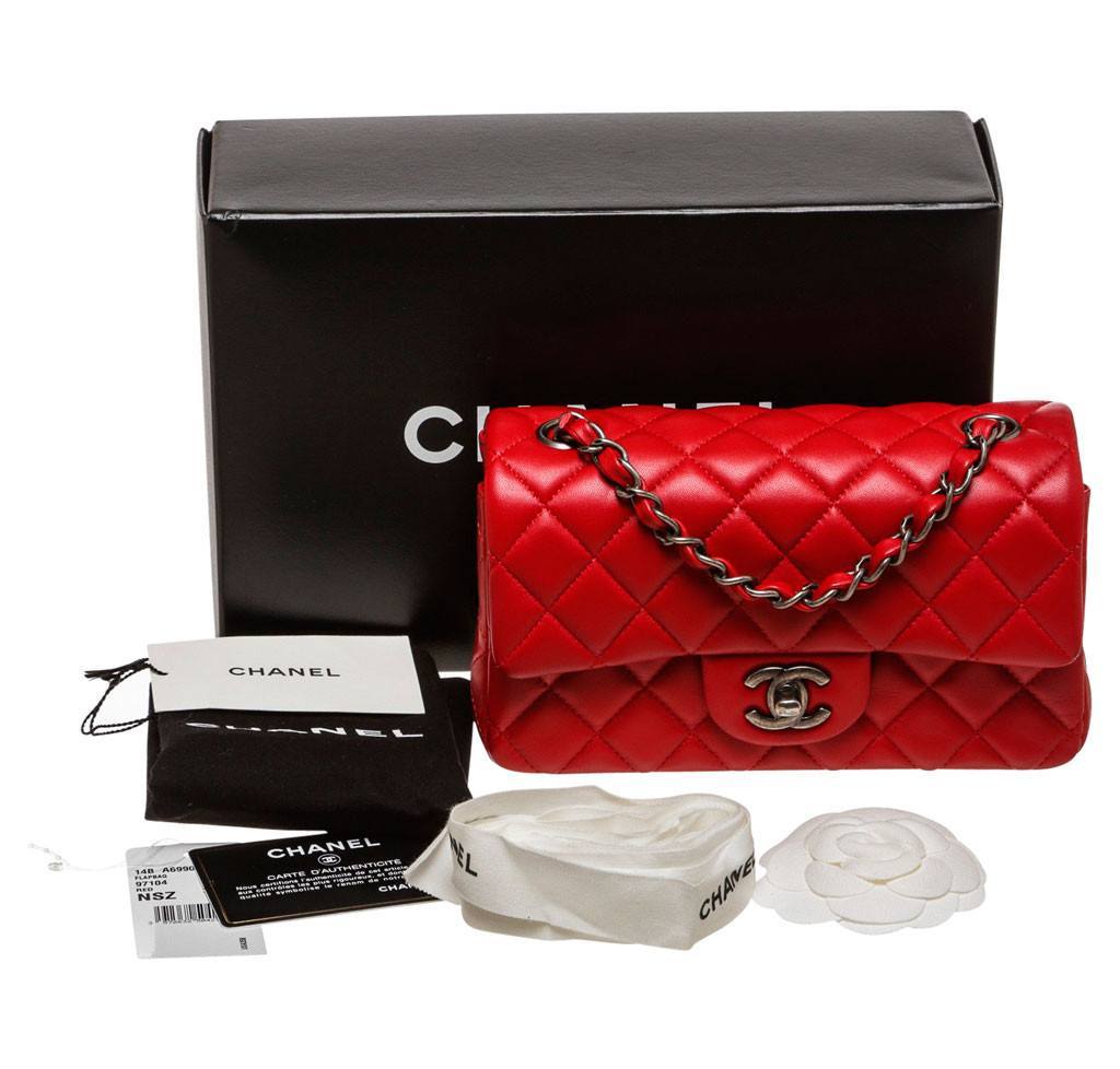 Chanel Mini Classic Shoulder Flap - Lambskin Red | Baghunter