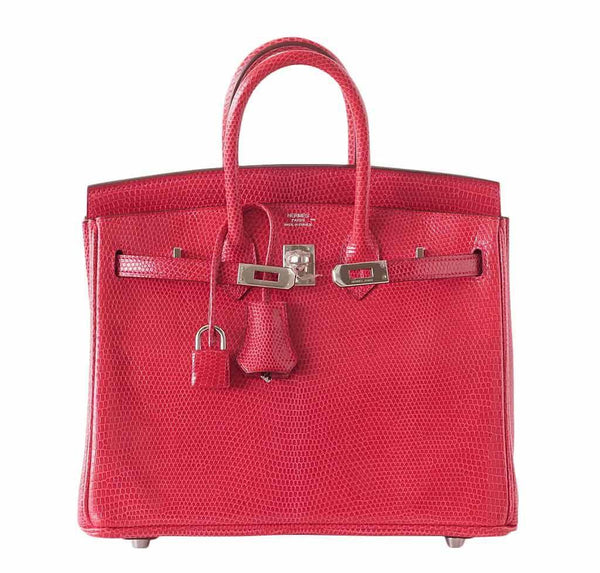 Hermès Birkin 25 Rouge Exotic Lizard - Palladium Hardware | Baghunter