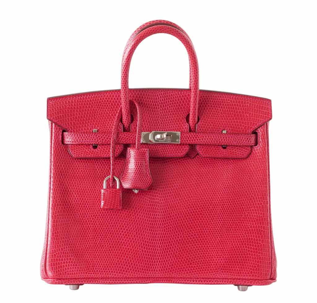 Hermès Birkin 25 Rouge Exotic Lizard - Palladium Hardware | Baghunter