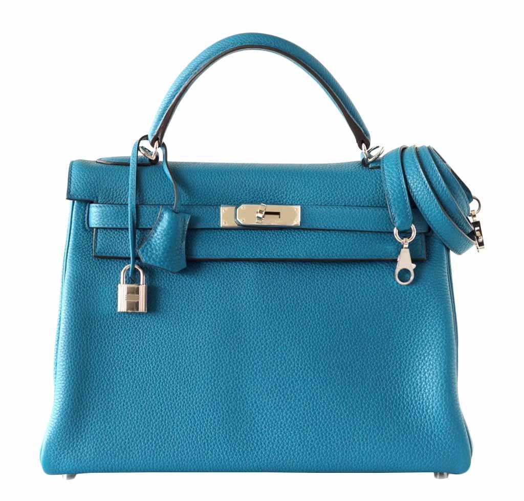 Hermès Kelly Mou 32 Blue Izmir - Togo 