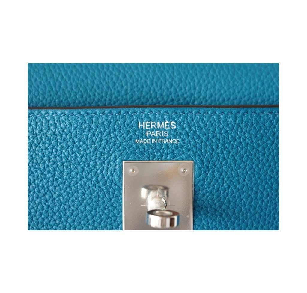 Hermès Kelly Mou 32 Blue Izmir - Togo Leather | Baghunter