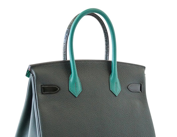 Hermès Birkin 30 Patchwork Vert Crocodile Bag PHW - Limited Edition ...