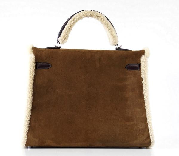 Hermès Kelly 35 Limited Edition Teddy Shearling Brown Bag PHW | Baghunter