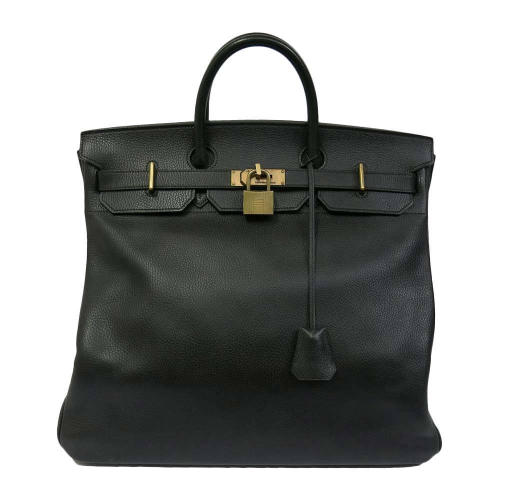 Hermès HAC Bag 45 Black - Ardennes GHW | Baghunter