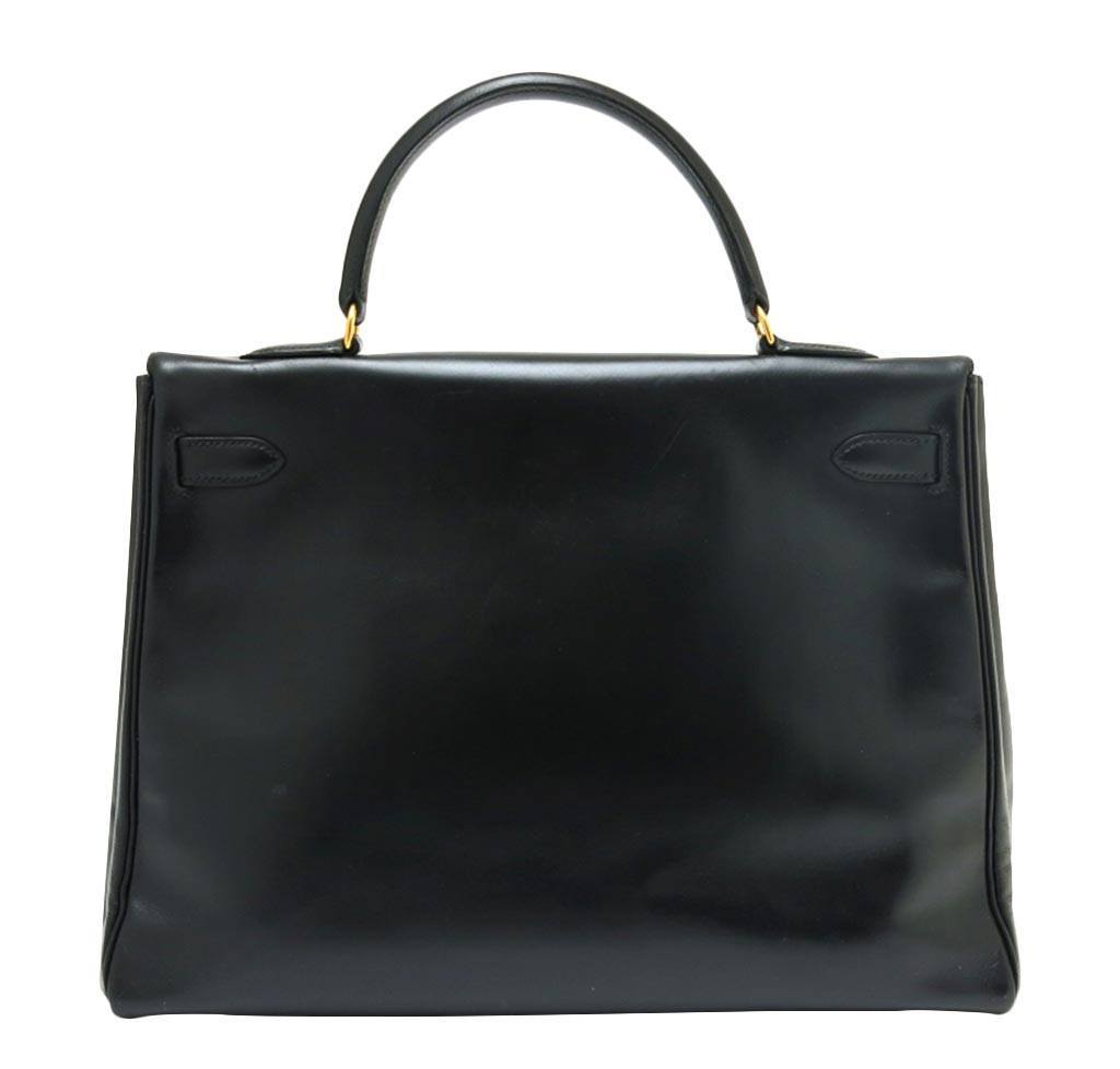 Hermès Kelly 35 Black - Box Calf GHW | Baghunter