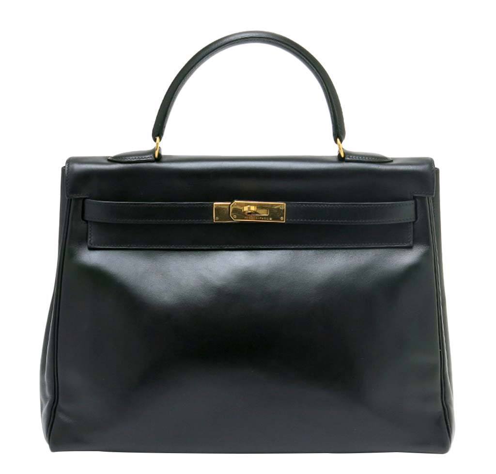 Kelly 35 Black - Box Calf GHW | Baghunter