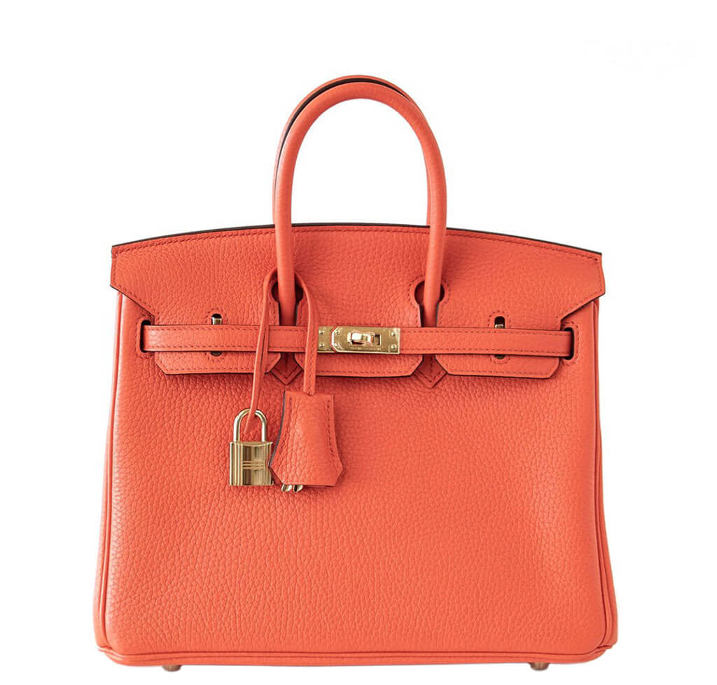 Hermès Birkin 25 Bag Orange Poppy - Clemence Leather Gold Hardware ...