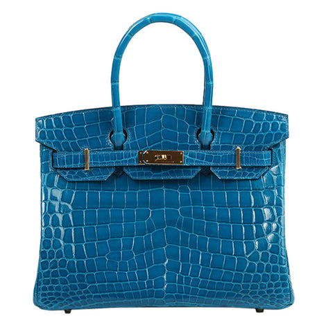 Hermès Birkin 30 Bag Blue Izmir Niloticus Crocodile - Gold Hardware ...