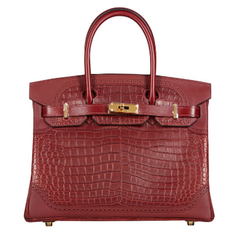 Hermès Birkin Ghillies 30 Bag Bourgogne & Rouge H - Crocodile Skin ...