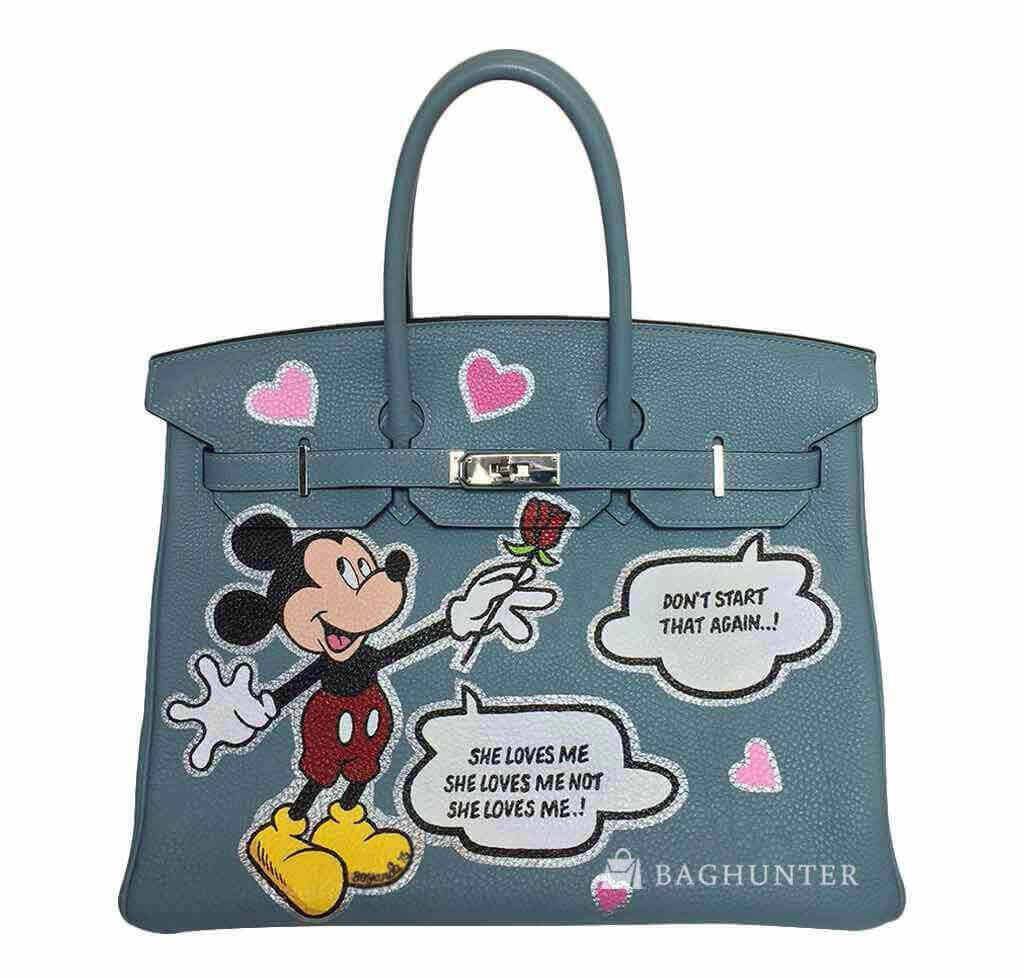 Hermes Birkin 35 Custom Artwork Mickey Mouse Bag Baghunter