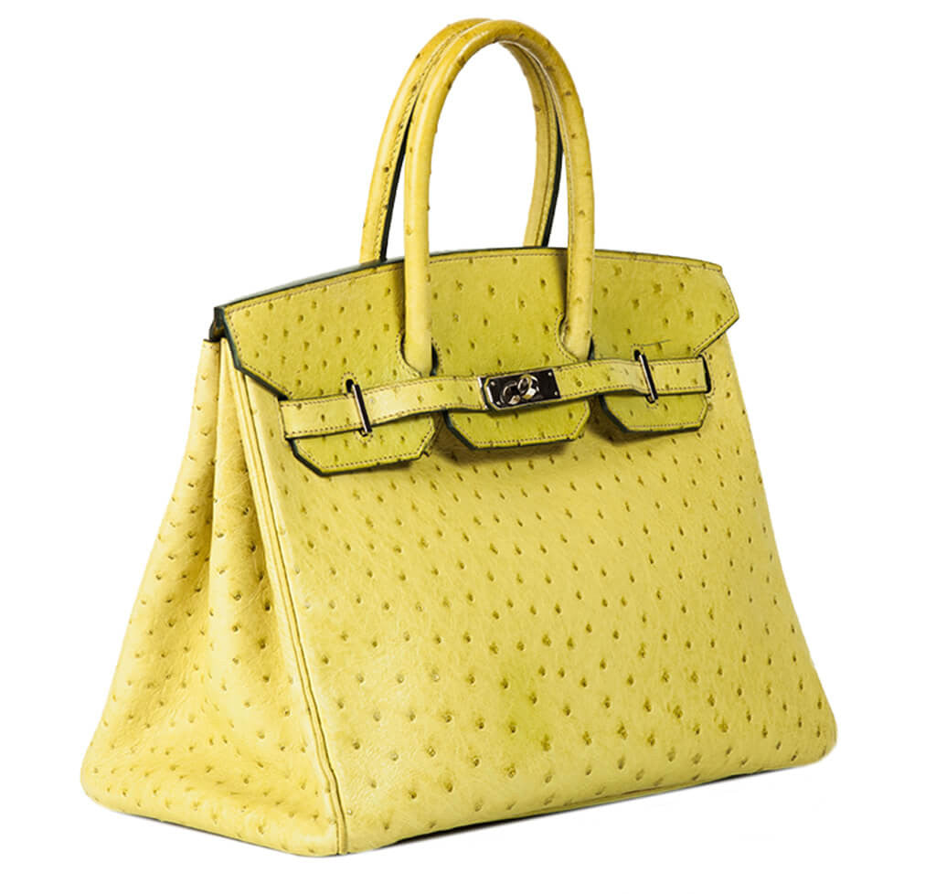 Hermès Birkin 35 Ostrich Bag Vert Anis - Palladium Hardware | Baghunter