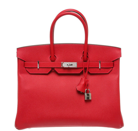 Hermès Birkin 35 Bag Rouge Casaque Epsom Leather - Palladium | Baghunter