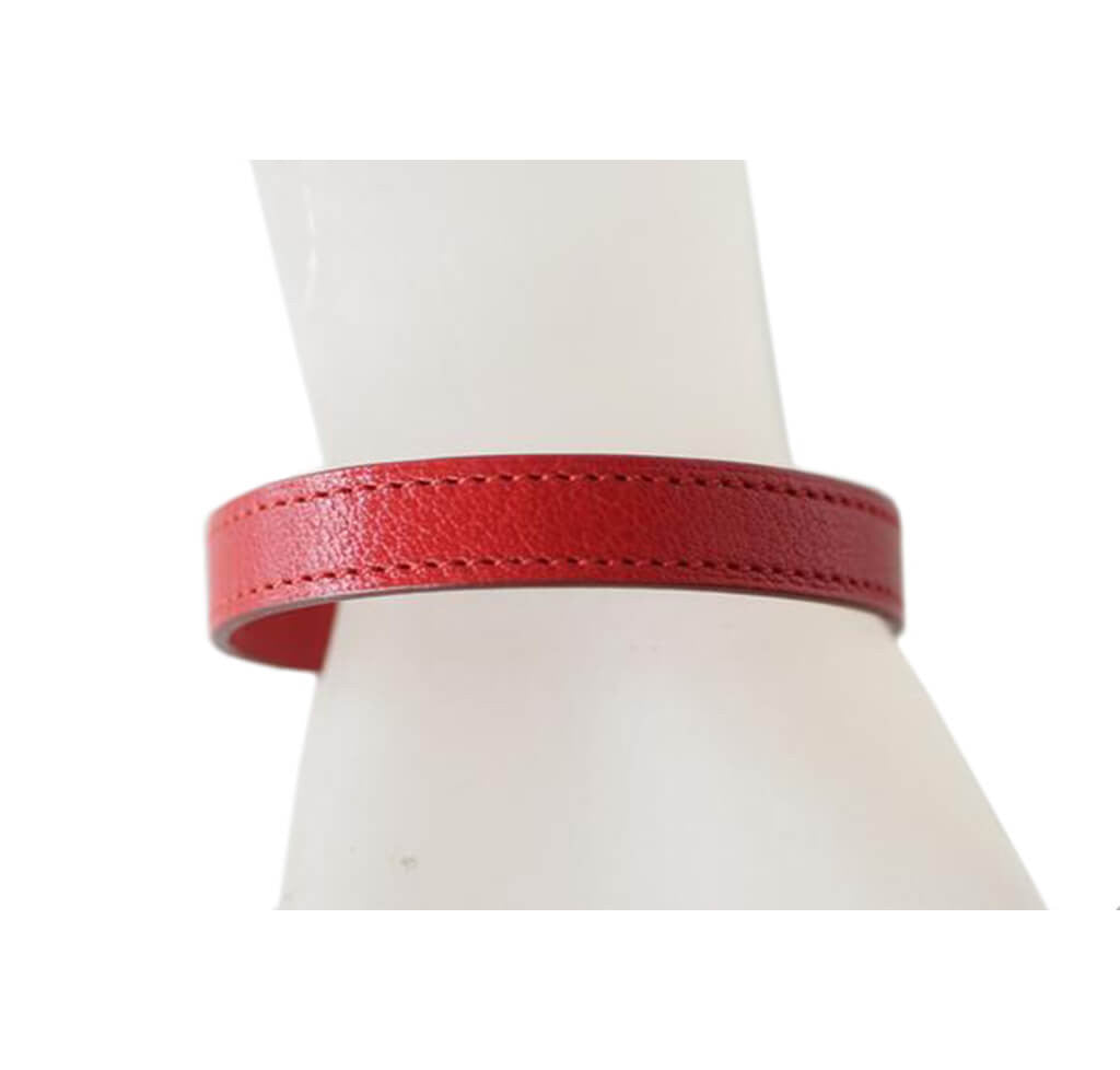 Hermès Clou de Selle Double Tour Bracelet - 2 Straps White Red | Baghunter