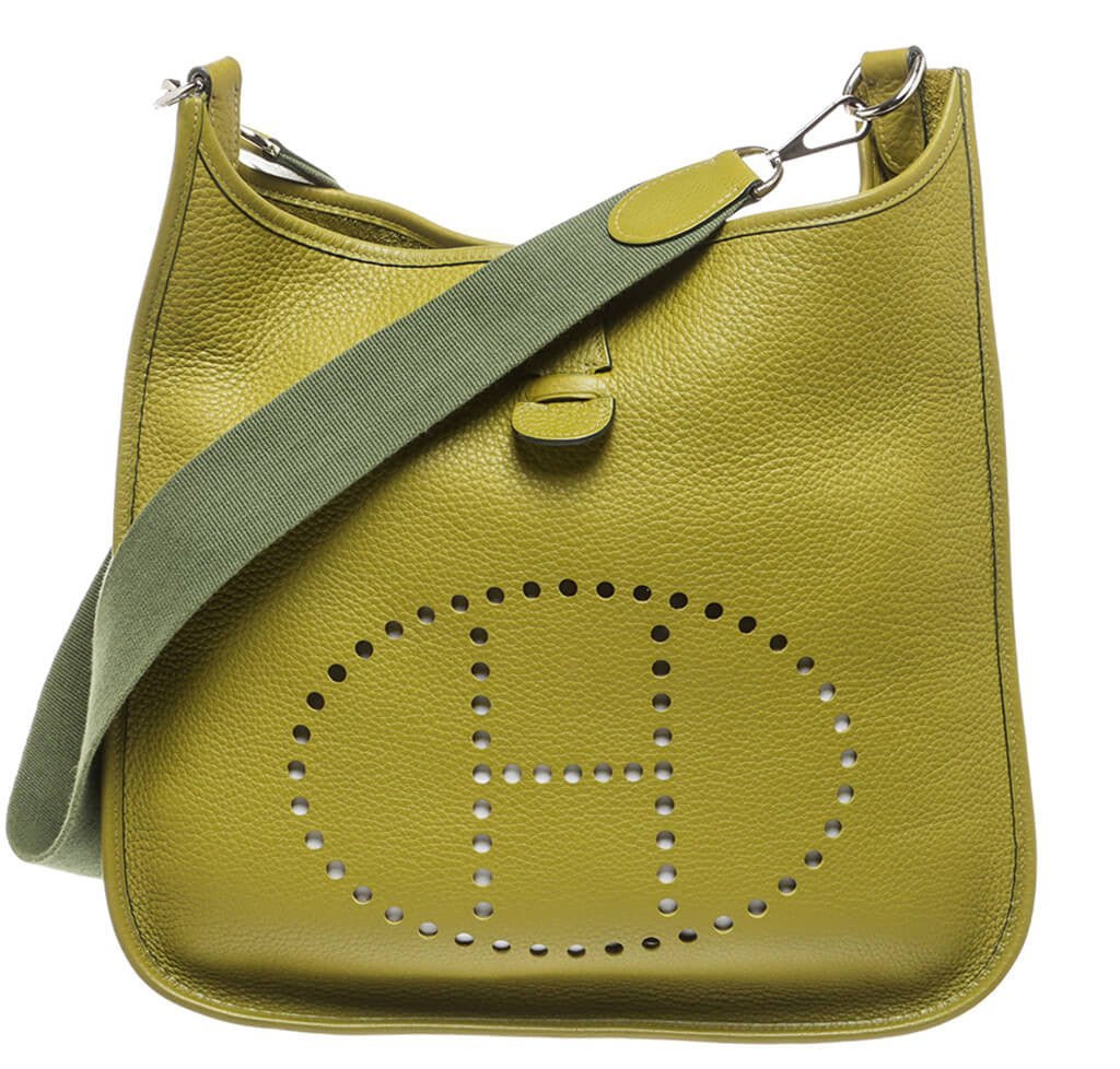 Hermès Evelyne I Bag Chartreuse Clemence Leather - Palladium | Baghunter