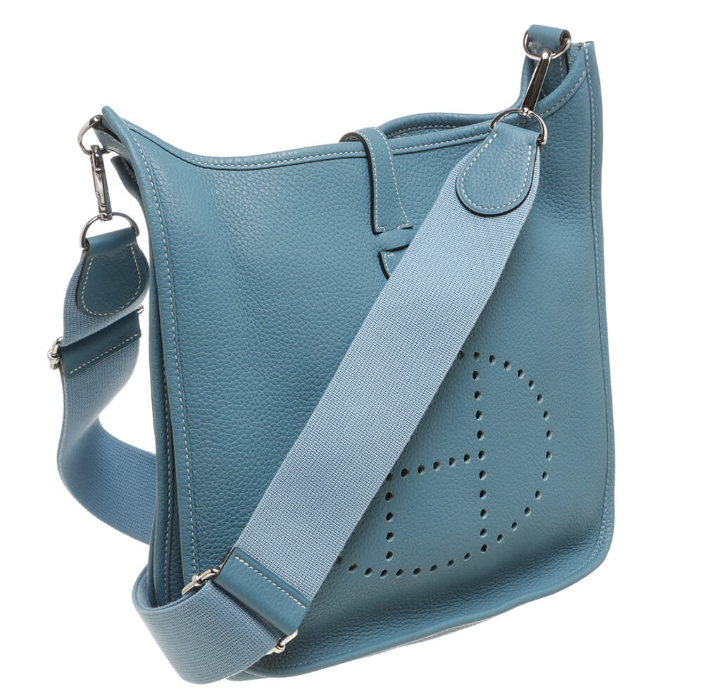 Hermès Evelyne PM Bag Blue Clemence Leather - Suede Interior | Baghunter
