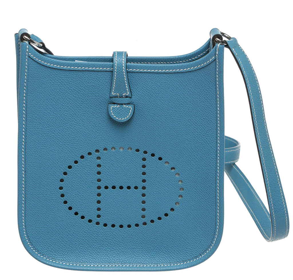 Hermès Evelyne II TPM Bag Blue Jean - Epsom Leather Palladium | Baghunter