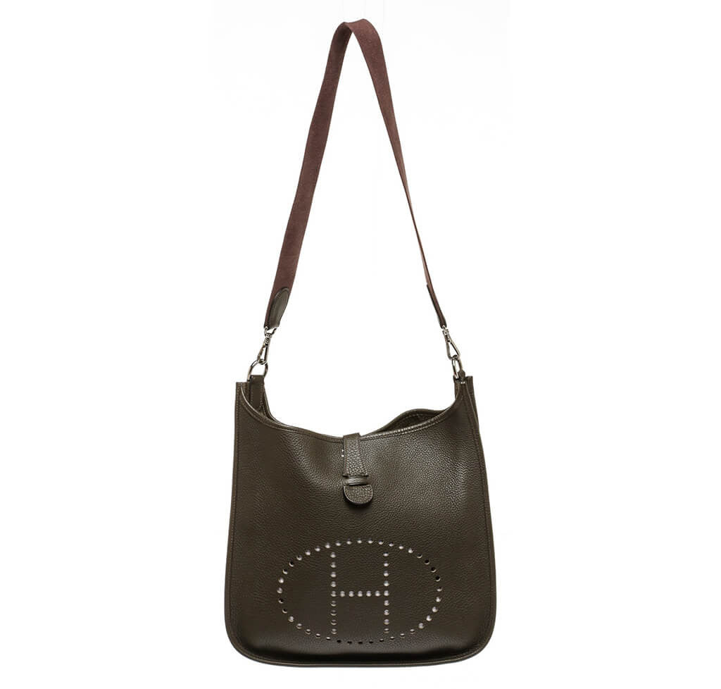 Hermès Evelyne I Bag Green Clemence Leather - Palladium Hardware ...