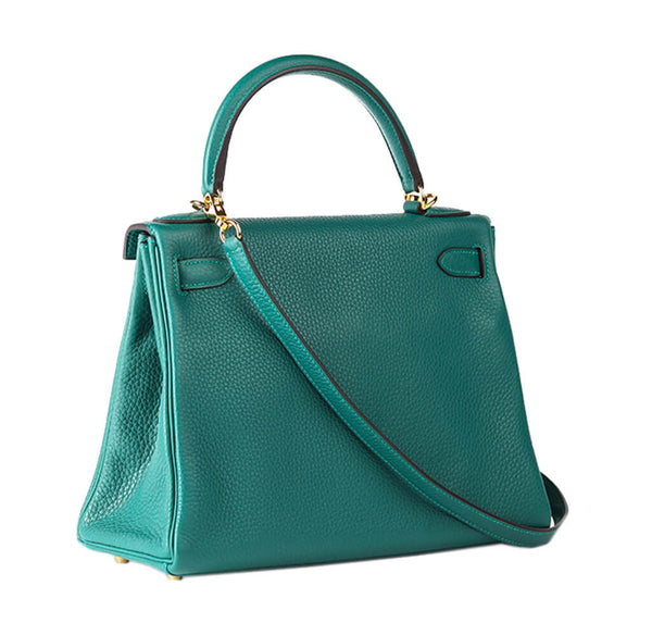 Hermès Kelly 28 Bag Malachite Togo Leather - Gold Hardware | Baghunter