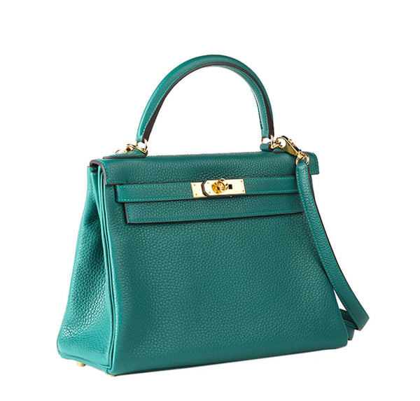 Hermès Kelly 28 Bag Malachite Togo Leather - Gold Hardware | Baghunter