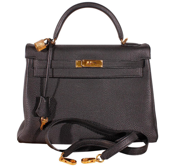 Hermès Kelly 32 Bag Black Togo Leather - Gold Hardware | Baghunter