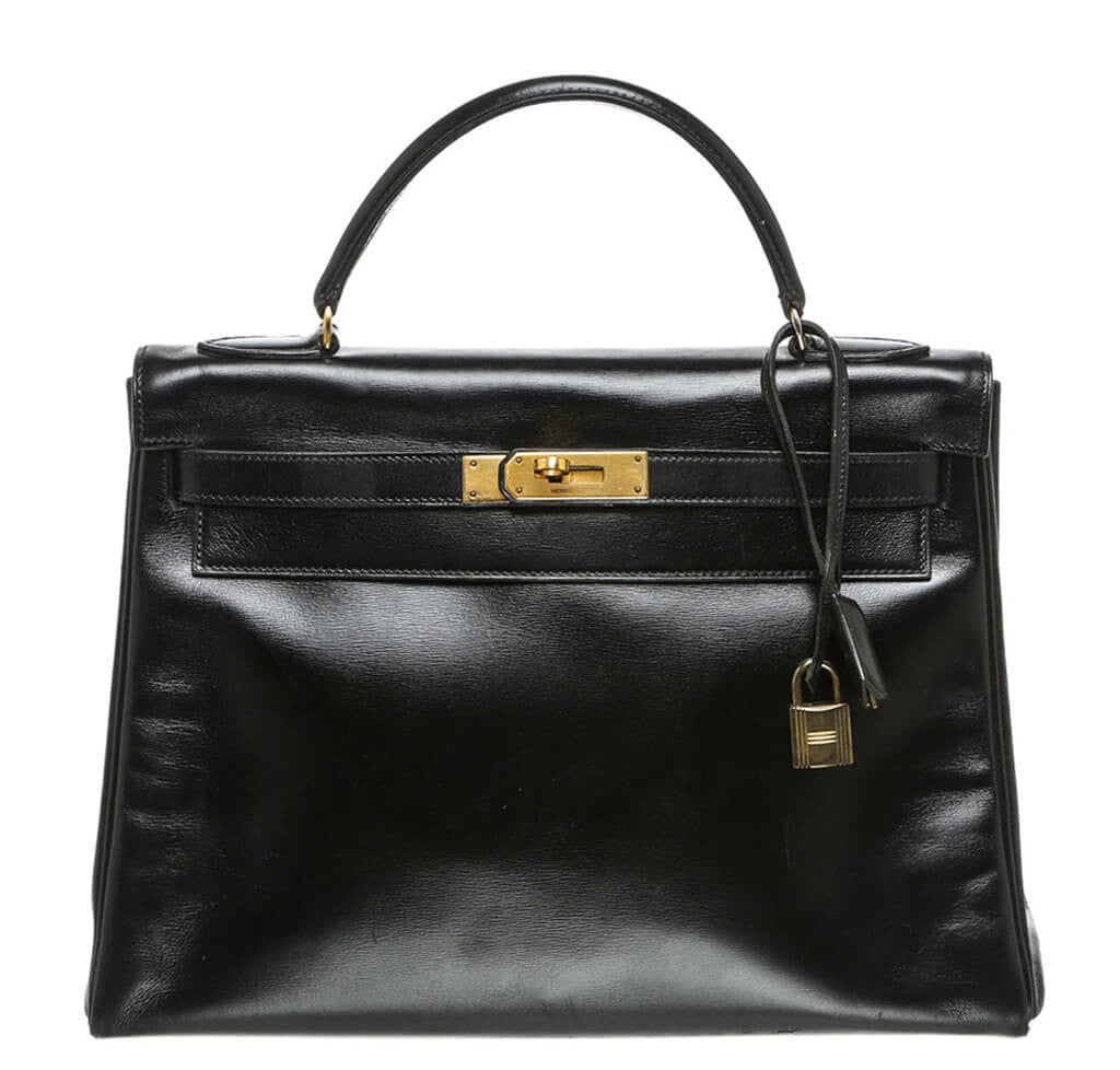 Hermès Kelly 32cm Bag Noir (Black) - Box Leather Gold Hardware | Baghunter