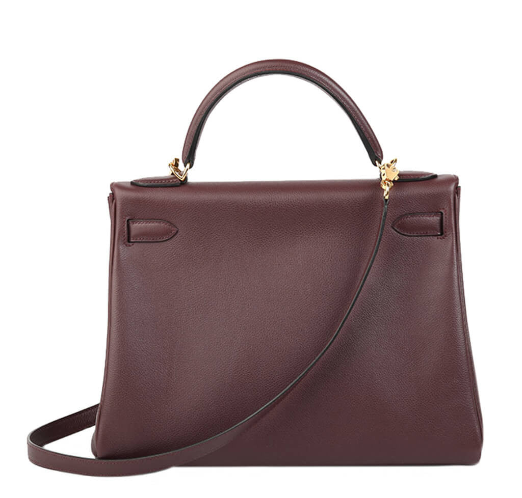 Hermès Kelly 32 Bag Prune Evercolor Leather - Gold Hardware | Baghunter