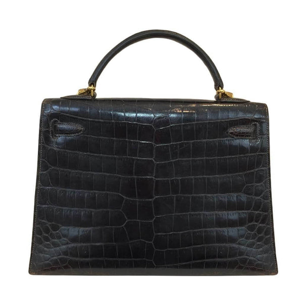 Hermès Kelly 32 Vintage Bag Cocaon Crocodile - Gold Hardware | Baghunter