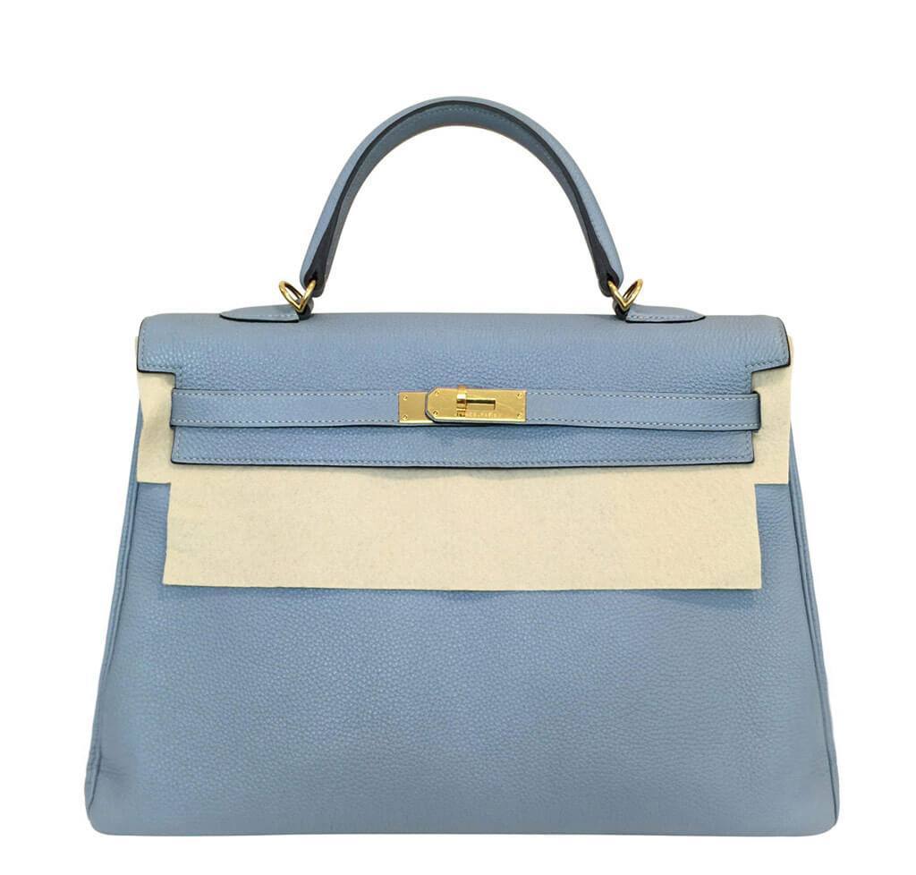 Hermès Kelly 35 Blue Lin - Clemence 