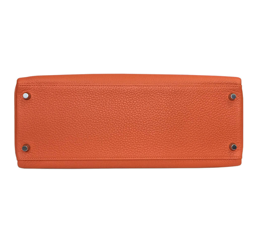 Hermès Kelly 35 Bag Orange Togo Leather - Palladium Hardware | Baghunter