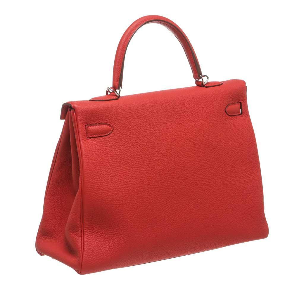 Hermès Kelly 35 Red - Togo Leather Palladium Hardware | Baghunter