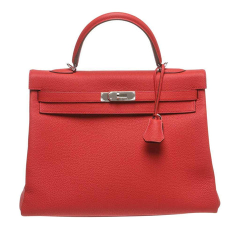 Hermès Kelly 35 Red - Togo Leather Palladium Hardware | Baghunter