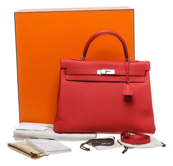 Hermès Kelly 35 Red - Togo Leather Palladium Hardware | Baghunter