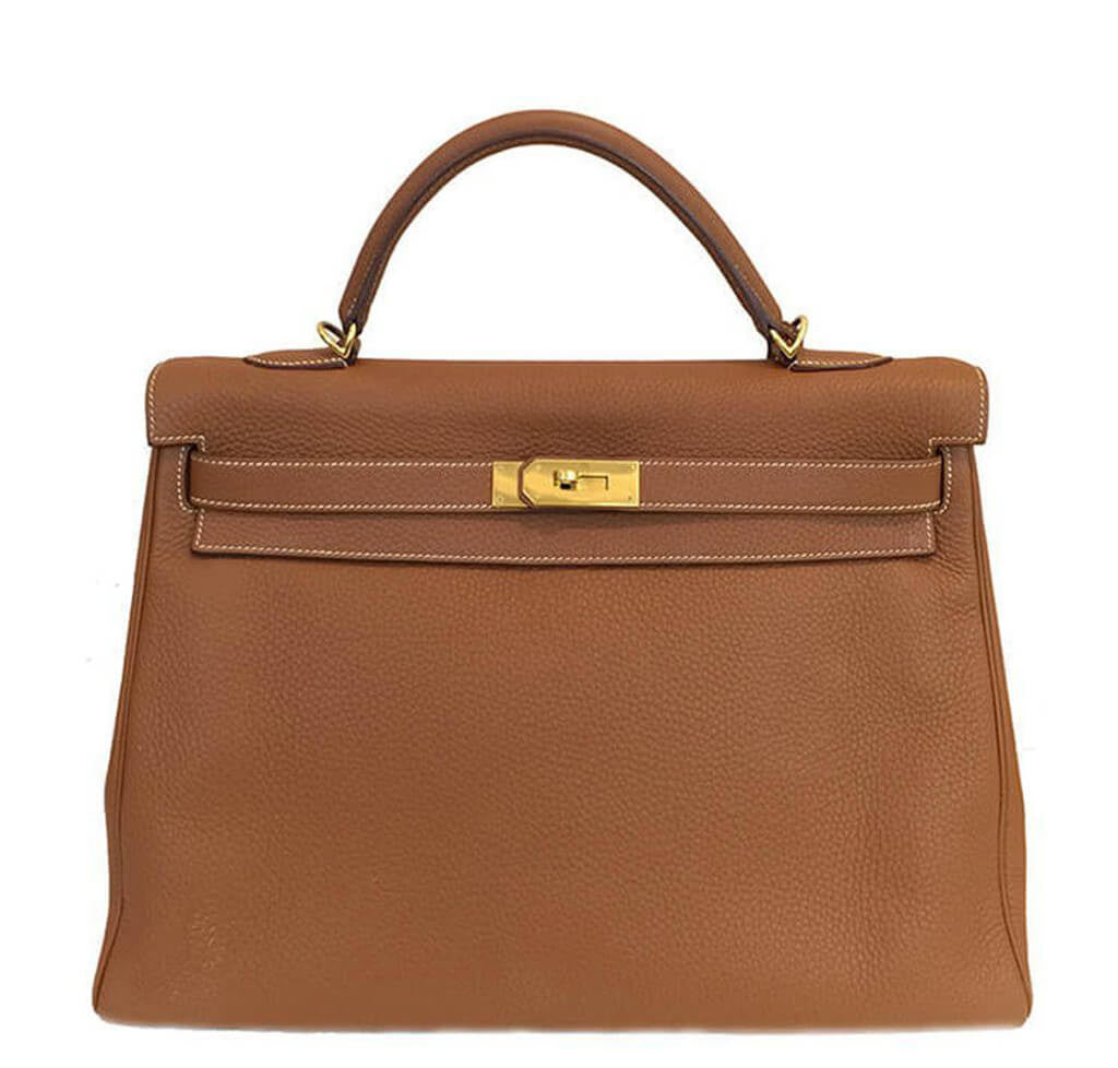 Hermès Kelly 40 Gold Clemence Leather 