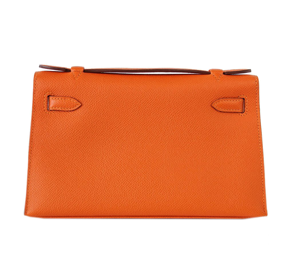 Hermès Kelly Pochette Feu Epsom Leather - Palladium Hardware | Baghunter