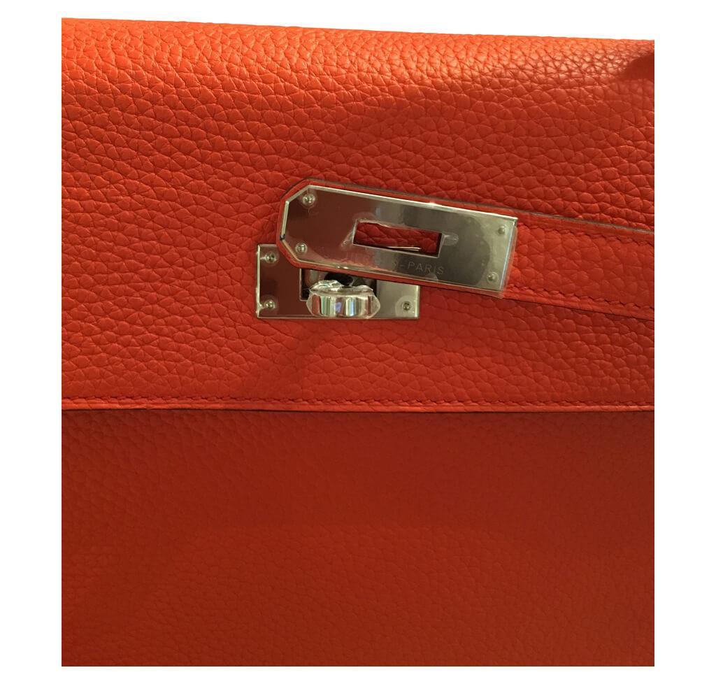 Hermès Kelly Retourne 35 Orange Poppy - Clemence PHW | Baghunter
