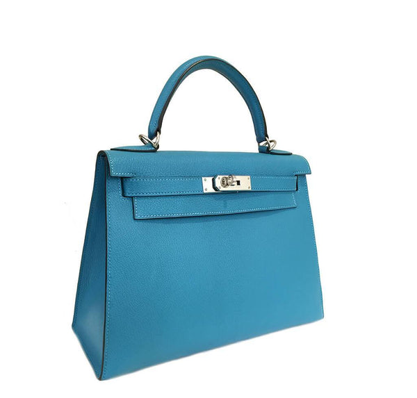 Hermès Kelly Sellier 28 Turquoise - Swift Leather PHW | Baghunter