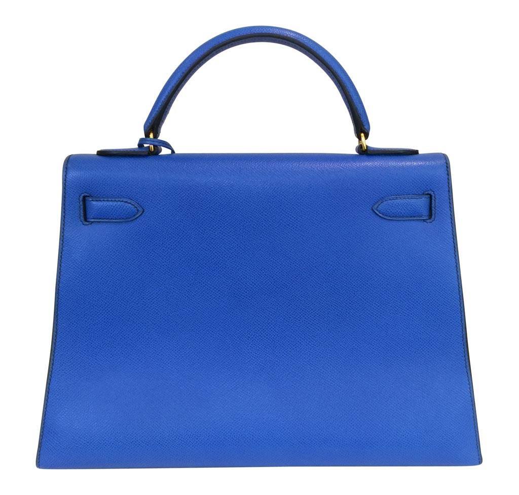 Hermès Kelly Sellier 32 Blue France Courchevel Leather | Baghunter