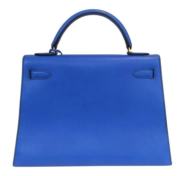 Hermès Kelly Sellier 32 Blue France Courchevel Leather | Baghunter