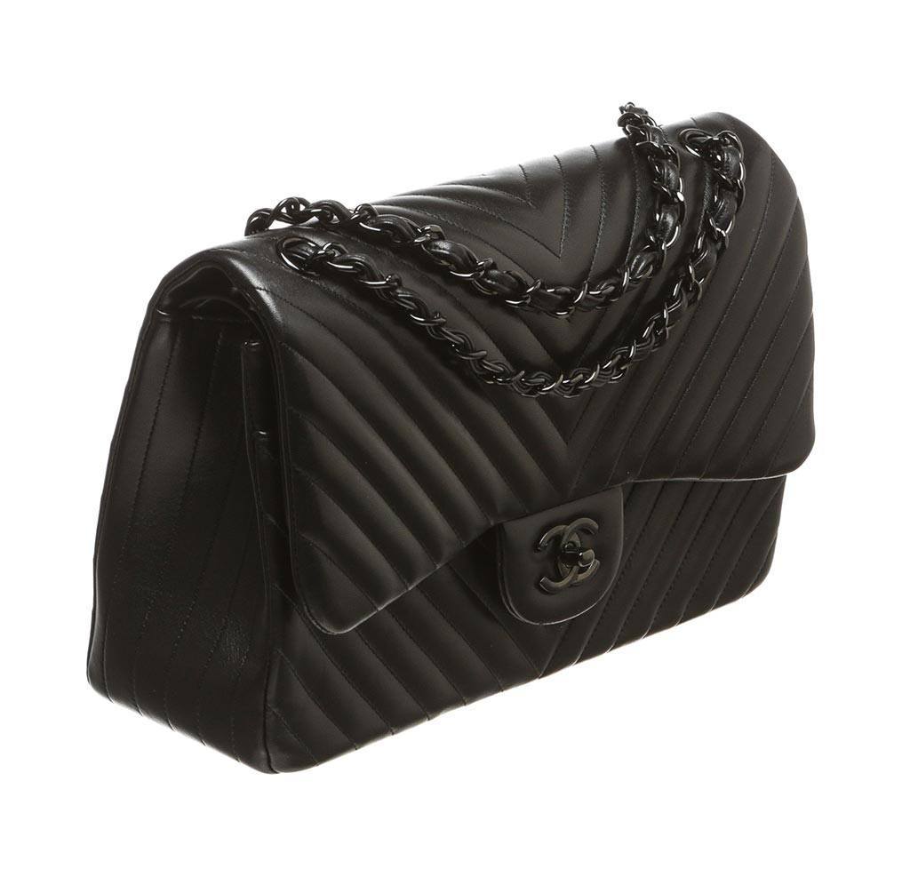 Chanel Black Jumbo Classic Flap Bag Baghunter