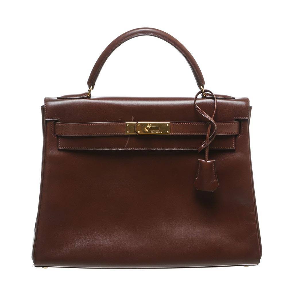 Hermès Kelly 32 Brown - Box Leather GHW | Baghunter