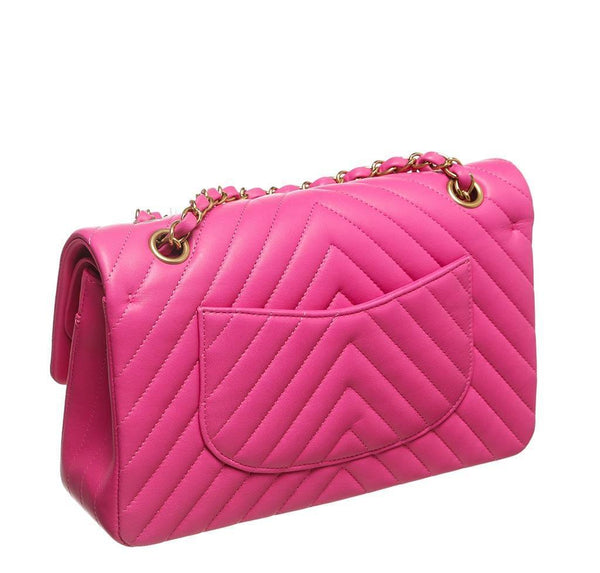 Chanel Hot Pink Classic 2.55 Bag - Chevron Lambskin | Baghunter