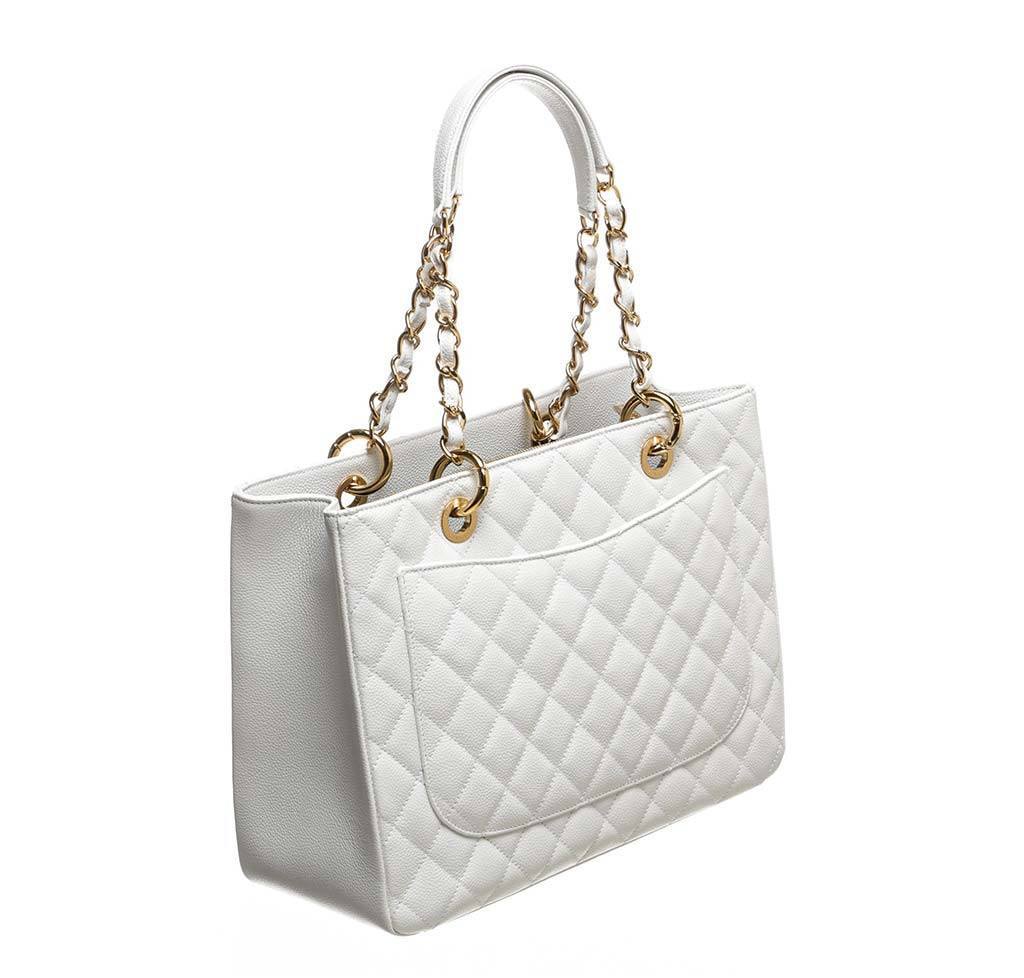 Chanel White Caviar Grand Shopper Tote Bag | Baghunter