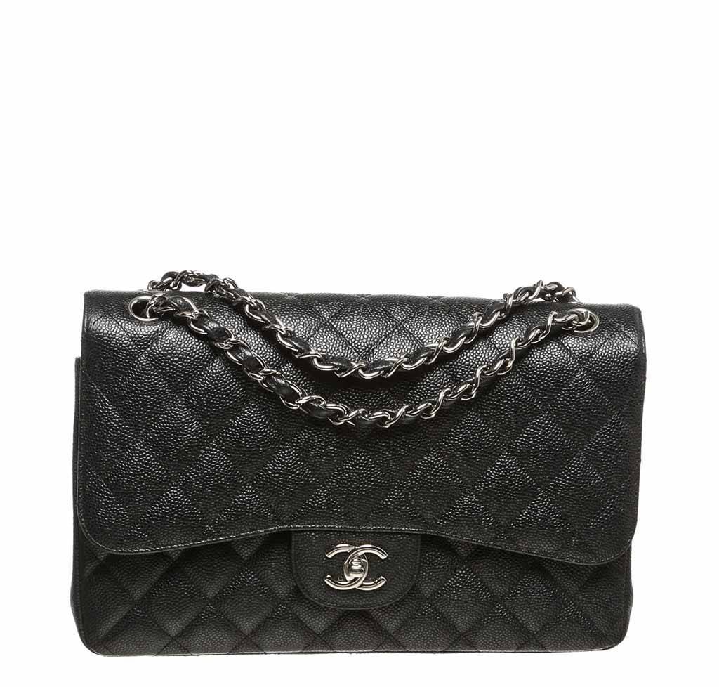 Chanel Black Double Flap Jumbo Classic 2.55 Bag | Baghunter