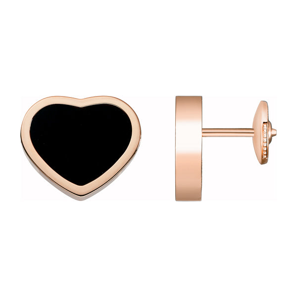 Chopard Happy Hearts 18ct Rose Gold Onyx Stud Earrings