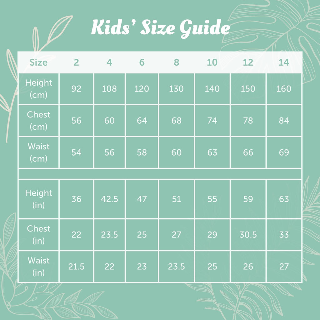 August Society Size Guide - Kids