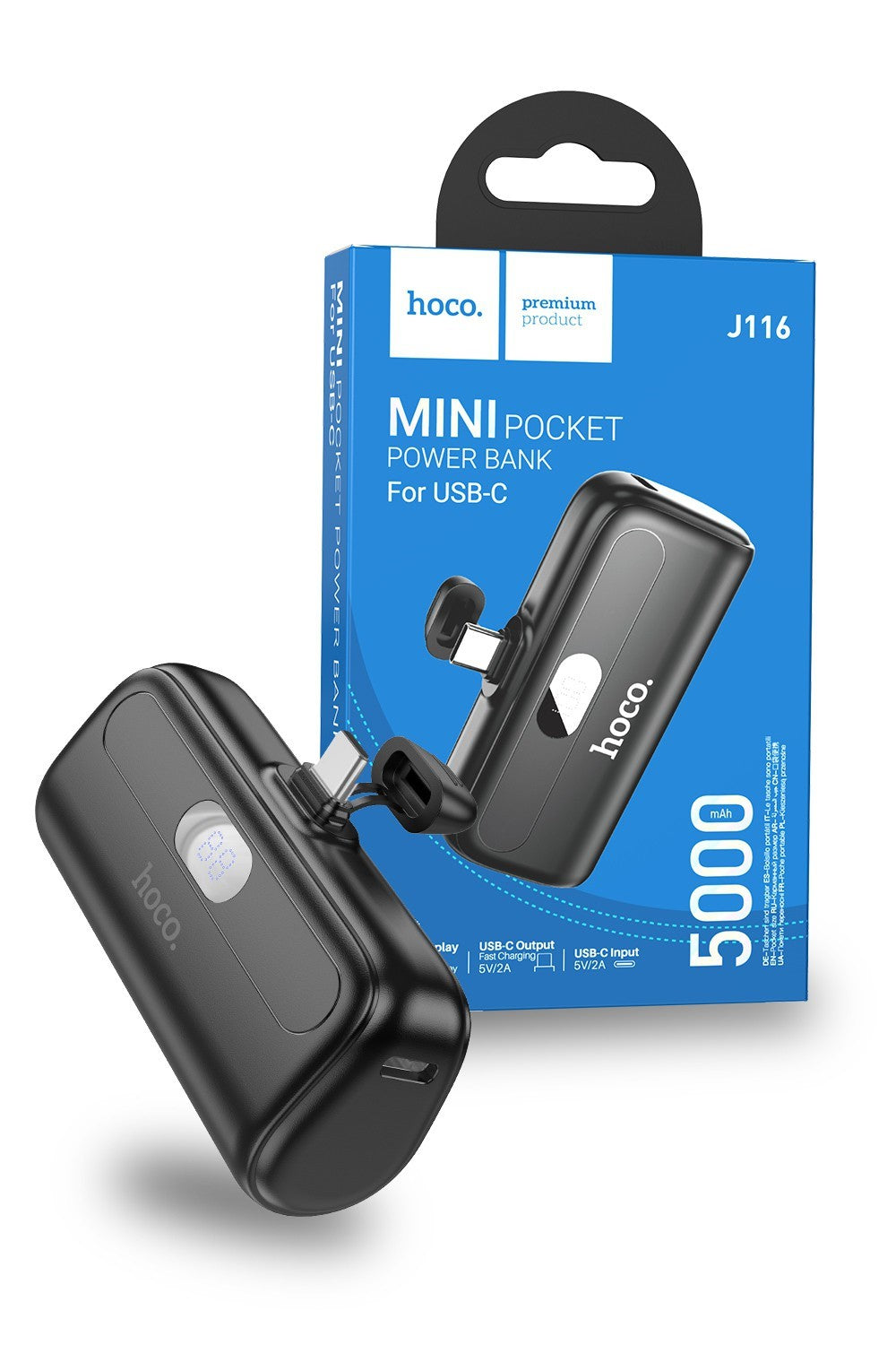 Mini Power Bank 10000mAh compatto USB-A e USB-C