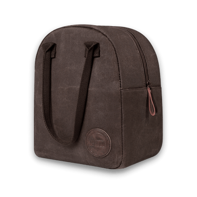 Zenpac- Vintage Lunch Bag Waxed Canvas with Fold Over Top Reusable Brown