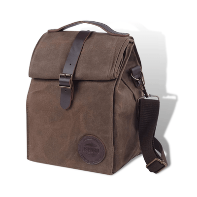 Zenpac- Vintage Lunch Bag Waxed Canvas with Fold Over Top Reusable Brown